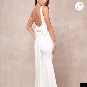 Lulu's White Maxi Dress with Bow Detail